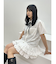 リボンタイヘムフリルチュニックシャツ