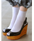 最高級綿スビンゴールド無地ショートソックス