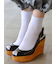 最高級綿スビンゴールド無地ショートソックス