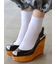 最高級綿スビンゴールド無地ショートソックス