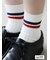 【2Pセット】カレッジ風ラインリブショートソックス / 23-25cm