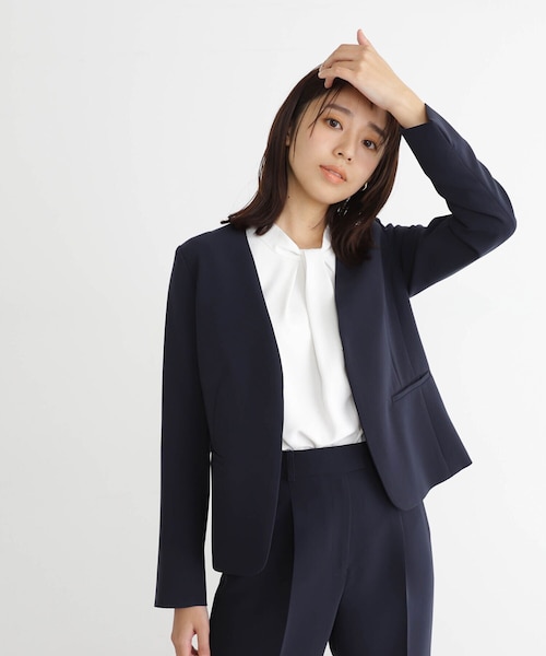 専用♡E13美品/2025年モデル◆セオリー【カラーレスジャケット/ノーカラー】 ウォッシャブルハイストレッチジョーゼットカラーレスジャケット