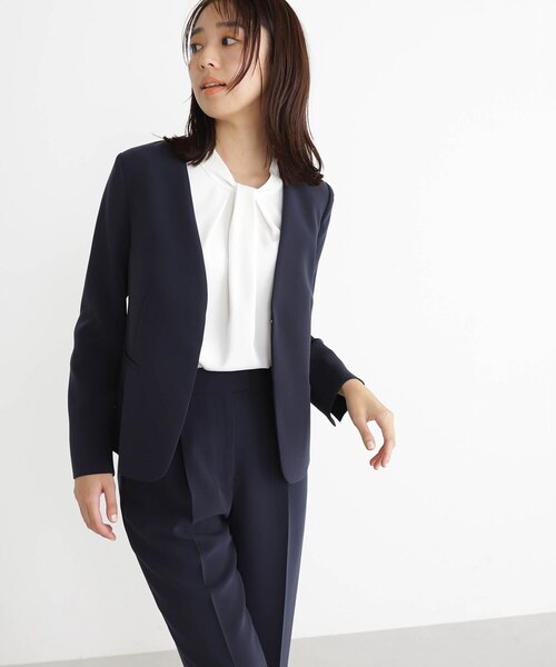 PeサテンストレッチSETUPシリーズ ノーカラージャケット 24SS