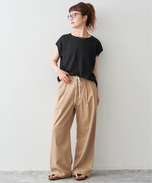 スピックアンドスパン　汗ジミ防止 / コクーンシルエットTシャツ　新品　黒 汗ジミ防止 / コクーンシルエットTシャツ｜スピックアンドスパン