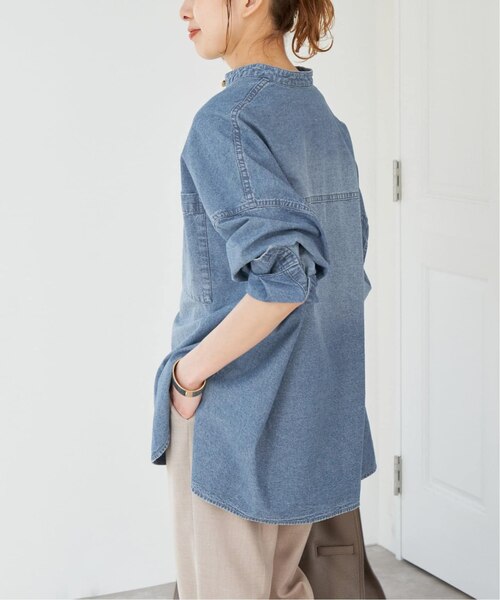 追加》バンドカラーボックスダンガリーシャツ｜スピックアンドスパンの