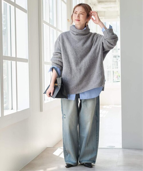 追加》フォックスウールミックスロングリブタートルプルオーバー