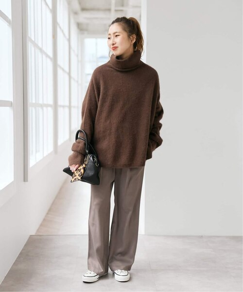 追加》フォックスウールミックスロングリブタートルプルオーバー