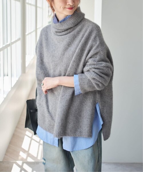 追加》フォックスウールミックスロングリブタートルプルオーバー