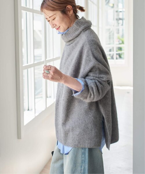 追加》フォックスウールミックスロングリブタートルプルオーバー