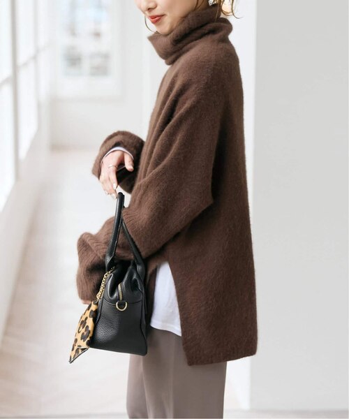 追加》フォックスウールミックスロングリブタートルプルオーバー