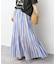 《別注カラー有》ne Quittez pas CottonVoile StripeSlant Panel Skirt*