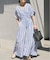 《WEB限定追加》ne Quittez pas Cotton Voile Stripe Waist Gather Dress