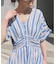 《WEB限定追加》ne Quittez pas Cotton Voile Stripe Waist Gather Dress