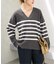 《WEB限定カラー有り》ボーダーVネックニットプルオーバー