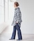 《別注》crinkle check frill collar shirts*