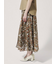 リネン プリント柄 フレアスカート