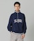 STRIPED RIB HALF ZIP SWEATSHIRT