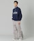 STRIPED RIB HALF ZIP SWEATSHIRT