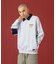 DENIM COLLAR HALF ZIP SWEATSHIRT