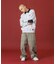 DENIM COLLAR HALF ZIP SWEATSHIRT