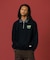 DENIM COLLAR HALF ZIP SWEATSHIRT