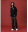 DENIM COLLAR HALF ZIP SWEATSHIRT