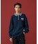 DENIM COLLAR HALF ZIP SWEATSHIRT