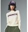 NUMBERING JACQUARD ZIP UP KNIT TOP