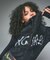 LOGO JACQUARD ZIP UP SHAGGY KNIT TOP
