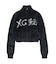 LOGO JACQUARD ZIP UP SHAGGY KNIT TOP