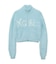 LOGO JACQUARD ZIP UP SHAGGY KNIT TOP