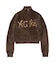 LOGO JACQUARD ZIP UP SHAGGY KNIT TOP