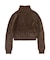 LOGO JACQUARD ZIP UP SHAGGY KNIT TOP