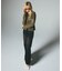 FADED WOVEN MIX ZIP UP KNIT TOP