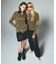 FADED WOVEN MIX ZIP UP KNIT TOP