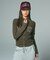 FADED WOVEN MIX ZIP UP KNIT TOP