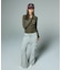 FADED WOVEN MIX ZIP UP KNIT TOP