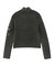 FADED WOVEN MIX ZIP UP KNIT TOP