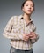 SHIRRED PLAID SHIRT