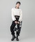 WOVEN CROPPED CREWNECK TOP