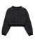 WOVEN CROPPED CREWNECK TOP