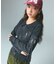 DISTRESSED WOVEN MIX ZIP UP TOP