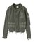 DISTRESSED WOVEN MIX ZIP UP TOP