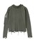 DISTRESSED WOVEN MIX ZIP UP TOP