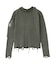 DISTRESSED WOVEN MIX ZIP UP TOP