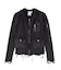 DISTRESSED WOVEN MIX ZIP UP TOP