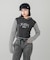 STRIPED SLEEVE COMPACT HOODED TOP
