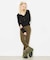 PARTIAL STRIPE KNIT PANTS