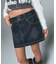 FLOCKED DENIM MINI SKIRT