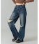 LOW RISE DISTRESSED DENIM PANTS